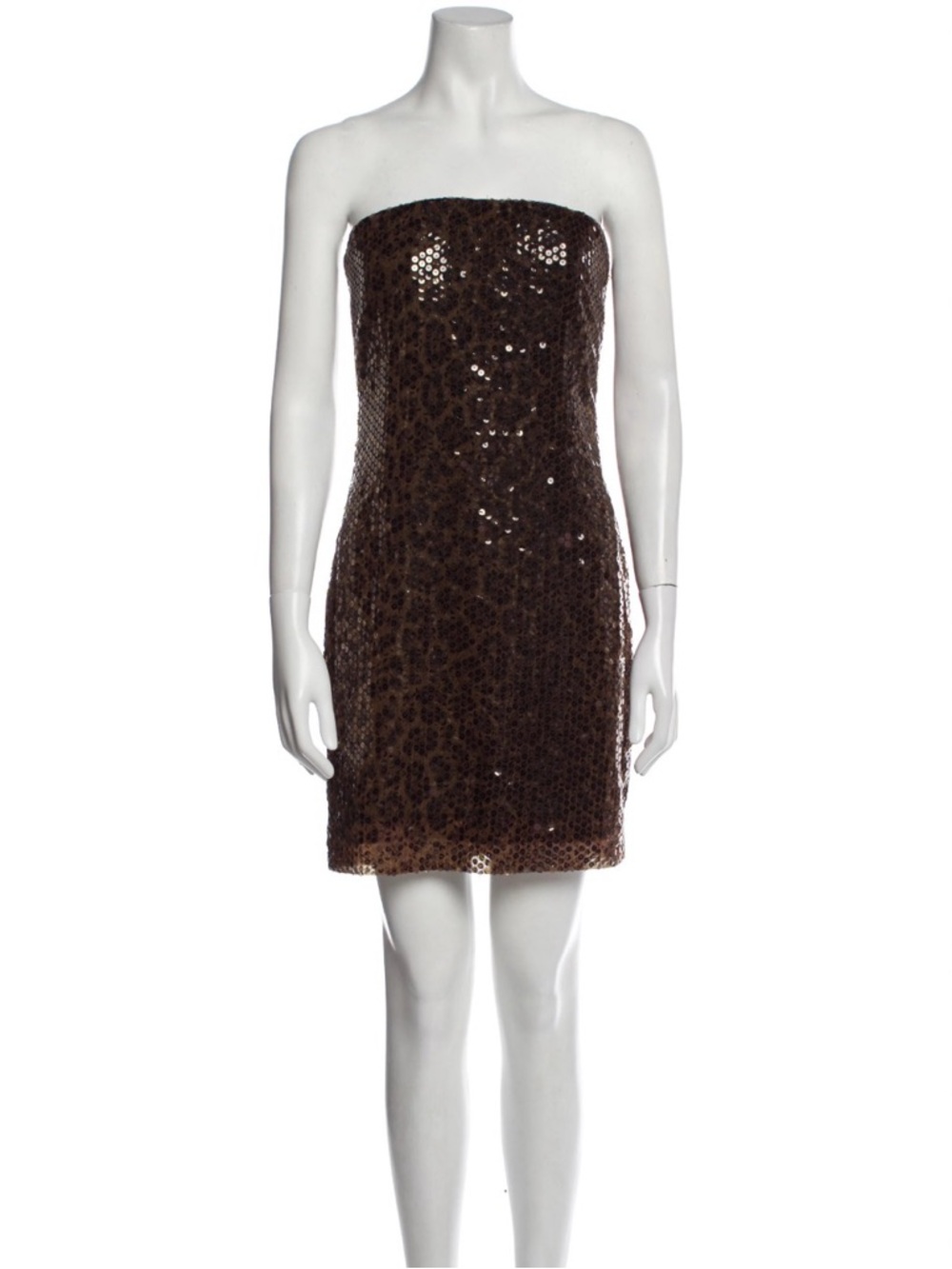 CHRISTIAN DIOR 1980s VTG Brown Topaz Sequin Leopard Print Mini Dress Size 4